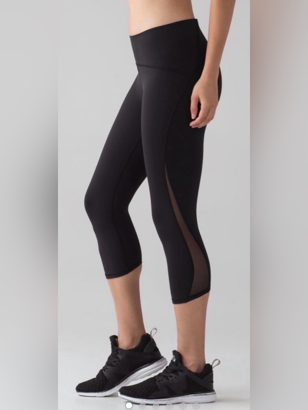 lululemon athletica Black Capri Leggings with Sheer Side Panel 17”